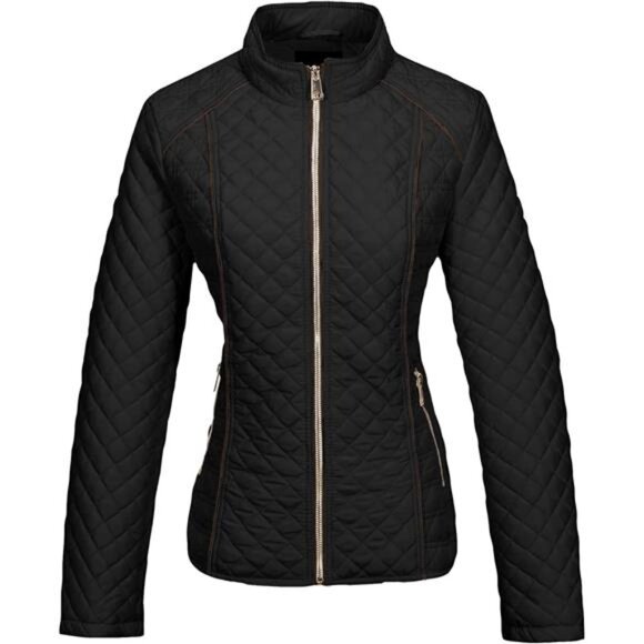 Women's Stand Collar Lightweight Quilted Puffer Jacket Padded Zip Coat - Picture 5 of 6